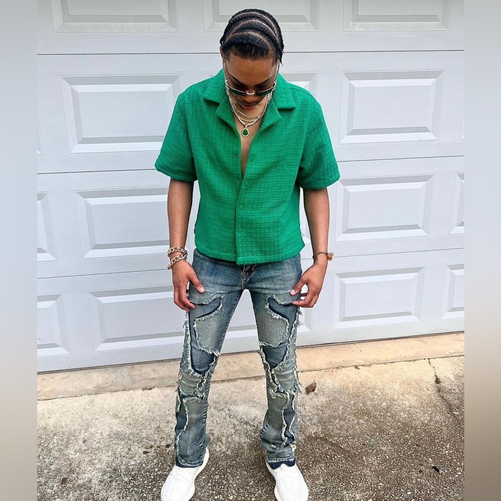 Emerald Green Textured Shirt (WORN ONCE)